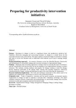 Preparing for productivity intervention initiatives