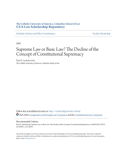 Supreme Law or Basic Law? - CUA Law Scholarship Repository