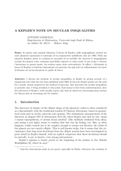 A KEPLER`S NOTE ON SECULAR INEQUALITIES 1. Introduction