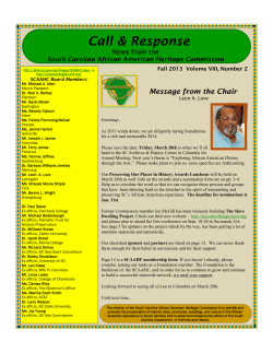 Fall 2013 - South Carolina African American Heritage Foundation