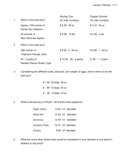 Lesson Practice 11-1 1. Which is the best buy? 3 - Math-U-See
