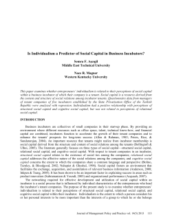 Is Individualism a Predictor of Social Capital in Business Incubators?