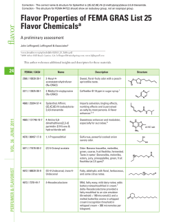 Flavor Properties of FEMA GRAS List 25 Flavor Chemicals flavor