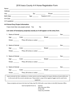 2016 Iosco County 4-H Horse Registration Form