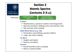 Atomic Spectroscopy (Lectures 2, 3, 4)