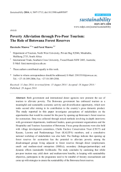 Poverty Alleviation through Pro-Poor Tourism: The Role of Botswana