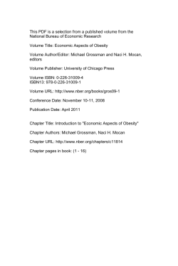 Economic Aspects of Obesity (A National Bureau of Economic