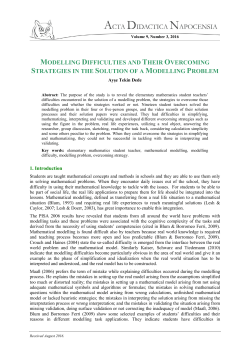 Modelling Difficulties and Their Overcoming Strategies in the