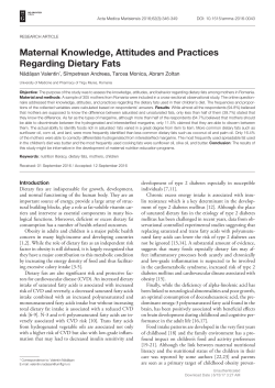 Maternal Knowledge, Attitudes and Practices Regarding Dietary Fats