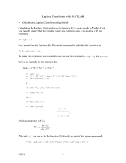 Laplace Transforms with MATLAB