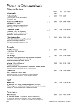 Weinkarte - Hotel Eiger Mürren