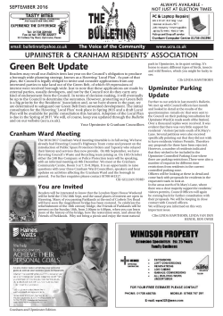 September 2016 - Upminster and Cranham Residents` Association