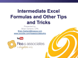 Intermediate Excel Formulas and Other Tips and Tricks
