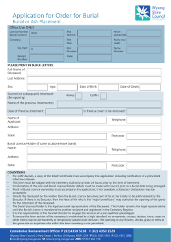 Application for Order for Burial