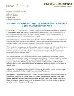 National Geographic Traveler names Rebecca Rothney a 2014