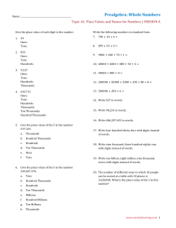 Prealgebra: Whole Numbers