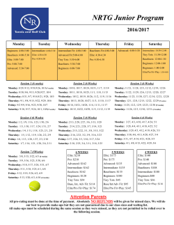 NRTG Junior Program - North Ridge Tennis and Golf Club
