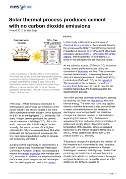 Solar thermal process produces cement with no carbon
