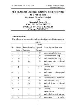 Pun in Arabic Classical Rhetoric with Reference to Translation