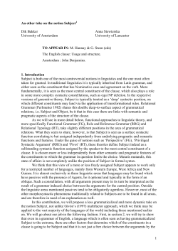 An other take on the notion Subject