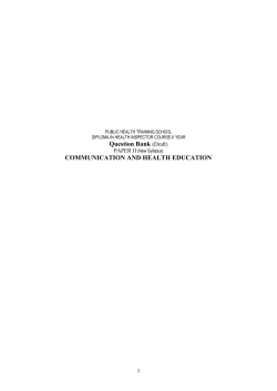 Question Bank (Draft) COMMUNICATION AND HEALTH EDUCATION