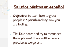 Saludos básicos en español