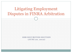 Litigating Employment Disputes in FINRA Arbitration