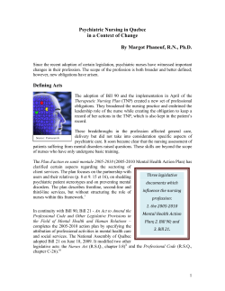 Psychiatric Nursing in Quebec in a Context of Change