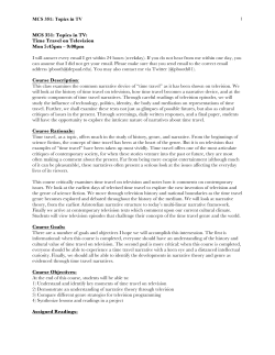 MCS 351: Topics in TV MCS 351: Topics in TV: Time Travel on