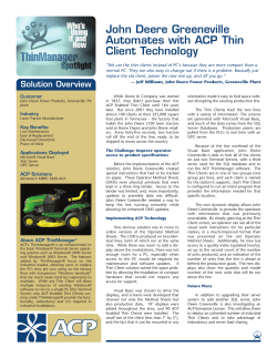 John Deere Greeneville Automates with ACP Thin Client Technology