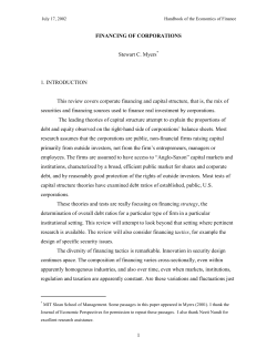 1 FINANCING OF CORPORATIONS Stewart C. Myers