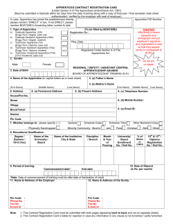 APPRENTICES CONTRACT REGISTRATION CARD