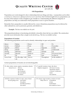 19) Prepositions - University of Arkansas
