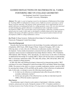 GUIDED REFLECTIONS ON MATHEMATICAL TASKS: FOSTERING