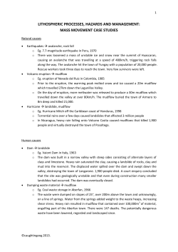 Case studies on mass movement
