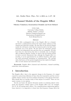 Channel Models of the Doppler Effect 1 Introduction