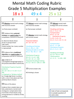 Mental Math Coding Rubric Grade 5 Multiplication Examples 18 x 3
