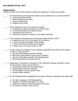 Early Republic PreTest_2013 Multiple Choice Identify the letter of