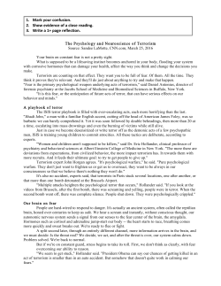 The Psychology and Neuroscience of Terrorism