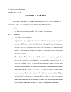 Cooling Tower Regulation: Protection Against Legionella