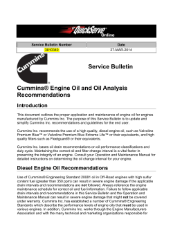Service Bulletin Cummins&reg; Engine Oil and Oil