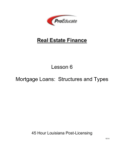 Real Estate Finance Lesson 6 Mortgage Loans