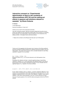 Interactive comment on &ldquo;Experimental determination of Henry`s law