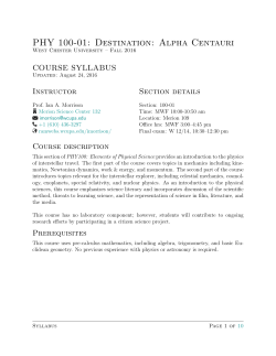 PHY 100-01: Destination: Alpha Centauri