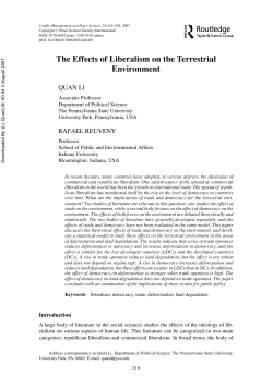 The Effects of Liberalism on the Terrestrial Environment