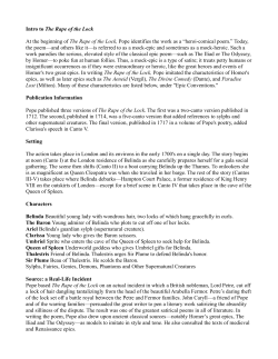 Intro to The Rape of the Lock At the beginning of The Rape of the