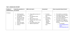 Number of weeks/lessons Topics/key questions to