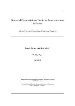 Scope and Characteristics of Immigrant Entrepreneurship in