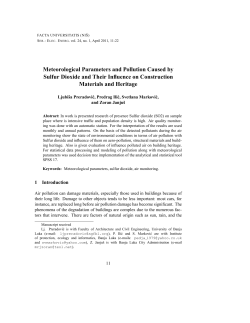 Meteorological Parameters and Pollution Caused by Sulfur Dioxide
