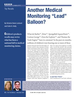Toy Recalls: Another Medical Monitoring &ldquo;Lead&rdquo; Balloon?